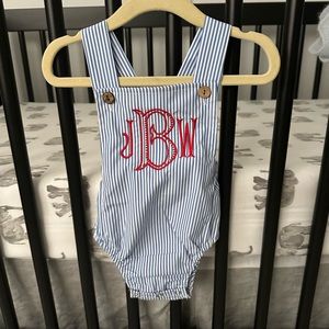 Baby boy seersucker bubble 0-3